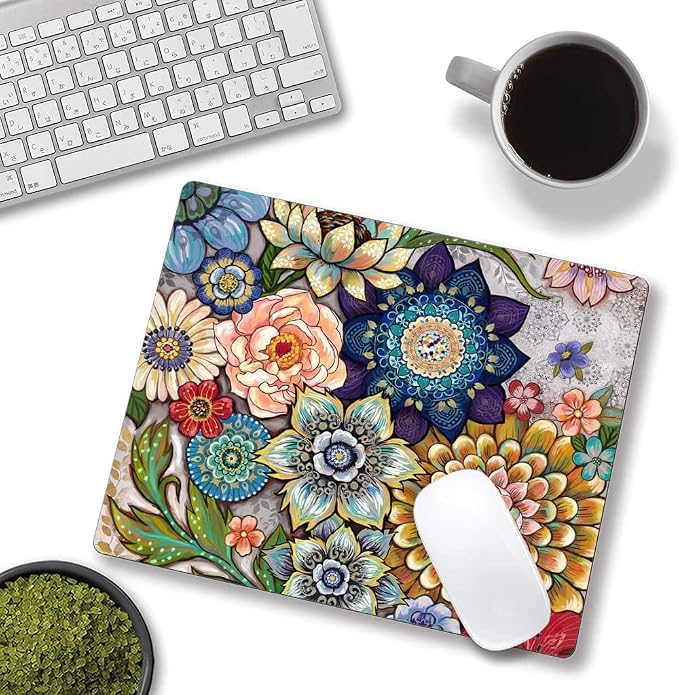 Mouse Pad, Abstract Floral Mouse Pad, Premium-Textured Computer Mouse Mat - Image 4