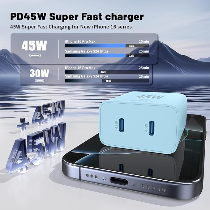 Super Fast Samsung Charger Type C, 45W Dual Port USB C Fast Charger Block & - Image 3