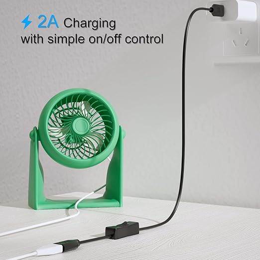 USB On/Off Switch Cable 3.3FT 2-Pack, 2A Charging 480Mbps Data, Type-A 2.0 - Image 4