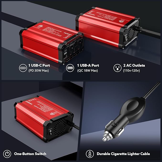 400W Car Power Inverter: vansoet DC 12V to AC 110V Inverter Converter, USB C PD - Image 5