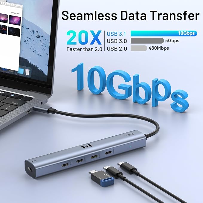 10Gbps USB C Hub with 4K@60Hz Video Display, Selore 5 Ports USB C Splitter - Image 4