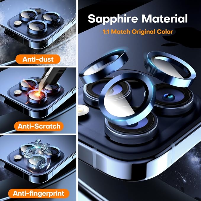 Camera Lens Protector for iPhone 16 Pro Max/16 Pro/15 Pro Max/15 Pro/14 Pro - Image 2