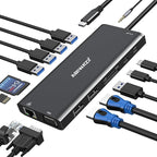 USB C Docking Station Dual Monitor by ABIWAZY