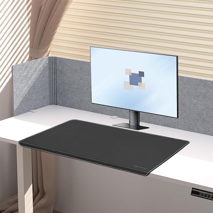 Desk Mat with Lip & Reinforced Stitched Edge|Non-Slip Waterproof PU Leather by ERGOCOLLECT