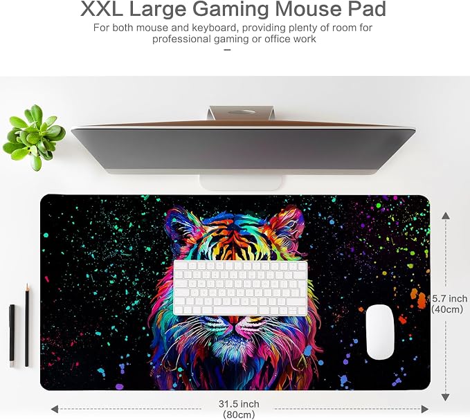 Lokigo Cool Tiger Desk Pad, Large Gaming Mouse Pad 31.5"x15.7", Waterproof Big - Image 2