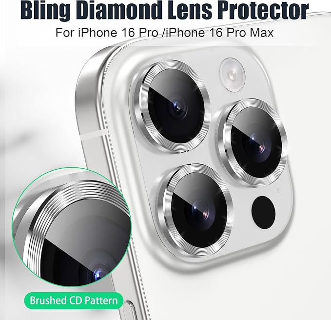 AGVEE 3+3 6 Pack for iPhone 16 Pro 6.3" / 16 Pro Max 6.9" Camera Lens Cover - Image 4