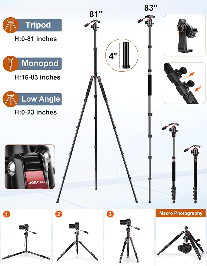 Tripod for Camera, Professional Aluminum Tripods, Heavy Duty Tripod for DSLR - Image 8