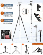 Tripod for Camera, Professional Aluminum Tripods, Heavy Duty Tripod for DSLR - Image 8