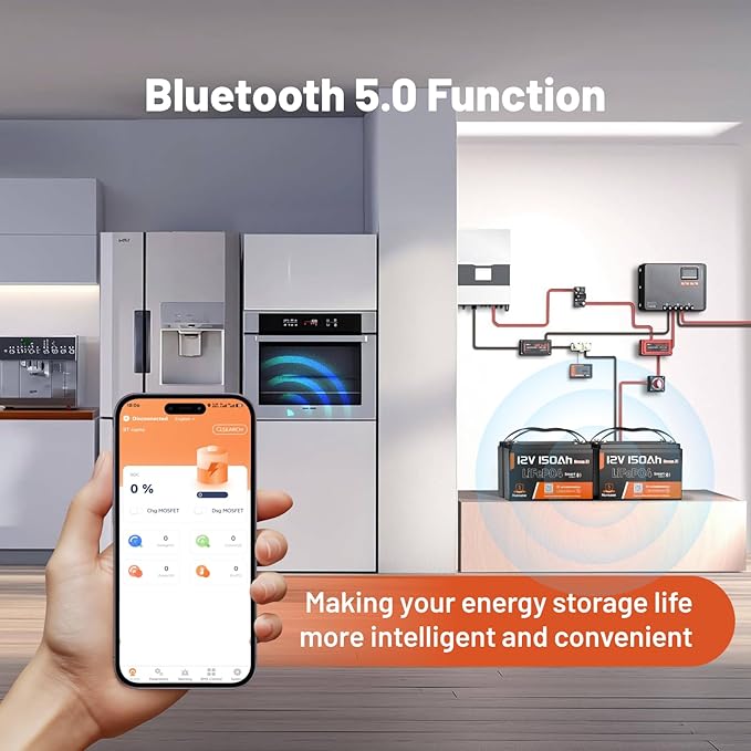 12V 150Ah LiFePO4 Lithium Battery BCI Group31 Bluetooth 2Pack, Built-in 110A BMS - Image 2