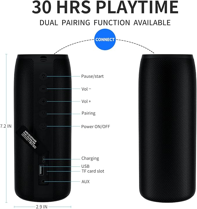 Bluetooth Speaker, MusiBaby M88 Speakers, Dual Pairing, Loud Stereo Sound - Image 5