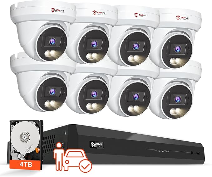 Anpviz 4K 16CH PoE Security Camera System, 100ft Smart Color Night Vision by AnpvizSecurity