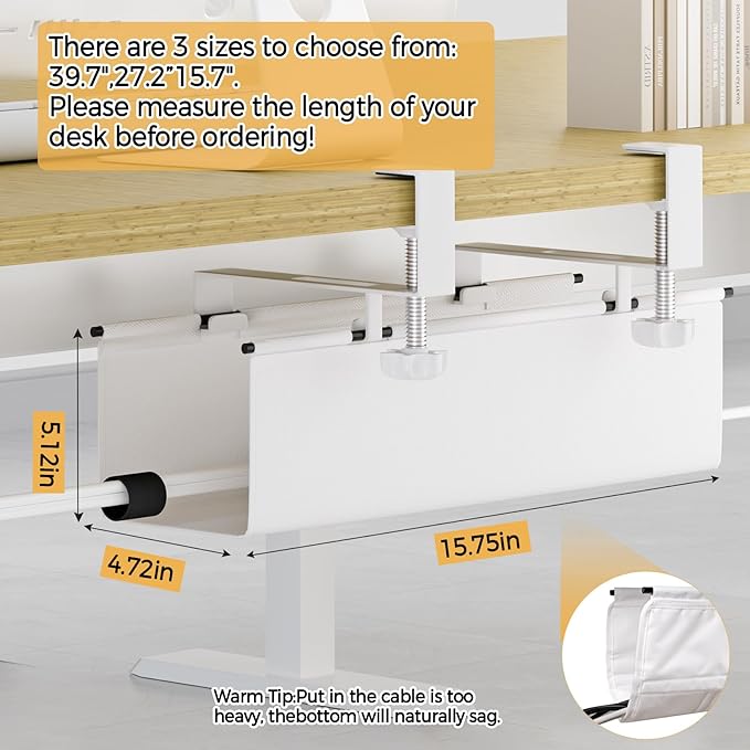 Under Desk Cable Management Tray 15.7" - Image 6
