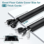 8.5FT Black Cord Cover Floor, Cord Protector, Floor Extension Cable Cover - Image 2