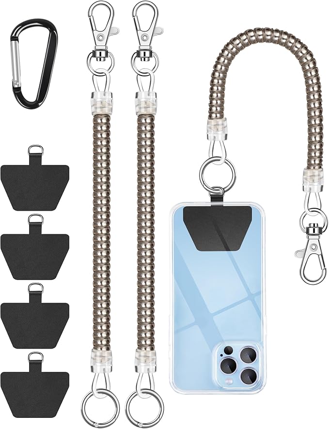 Phone Tether Lanyard, SHANSHUI Strong Spring Rope Climbing Hook, 4x Phone by SHANSHUI