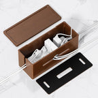 Extra Large Cable Management Box – Brown Double Layer Wooden Cord Organizer - Image 2