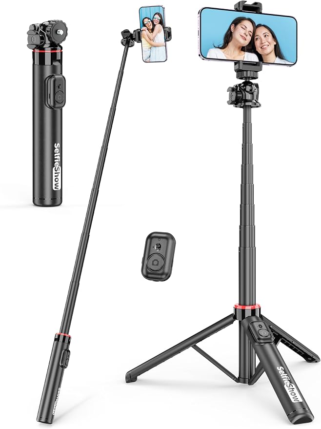 Aluminum Selfie Stick Phone Tripod, 360° Ball Head Selfie Stick by SelfieShow