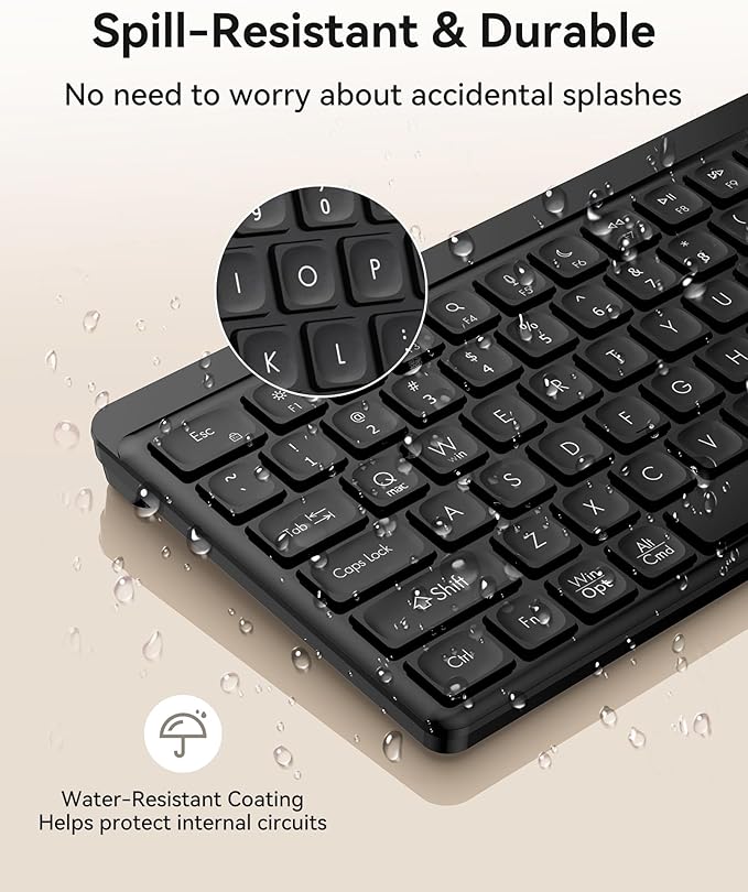 TECKNET Bluetooth Keyboard Rechargeable, 2.4G Wireless Keyboard, Full-Size - Image 6