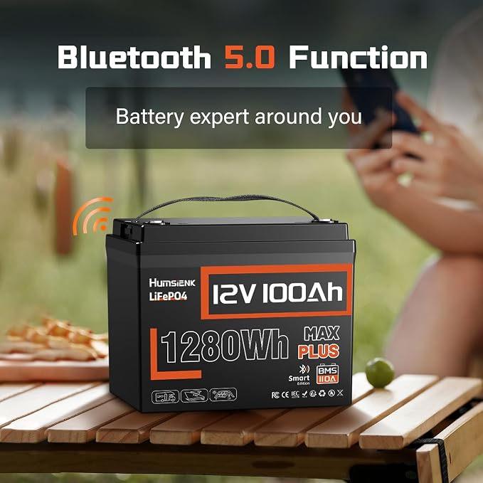 12V 100Ah LiFePO4 Lithium Battery MAX PLUS, Built-in 110A BMS & Bluetooth 5.0 - Image 5