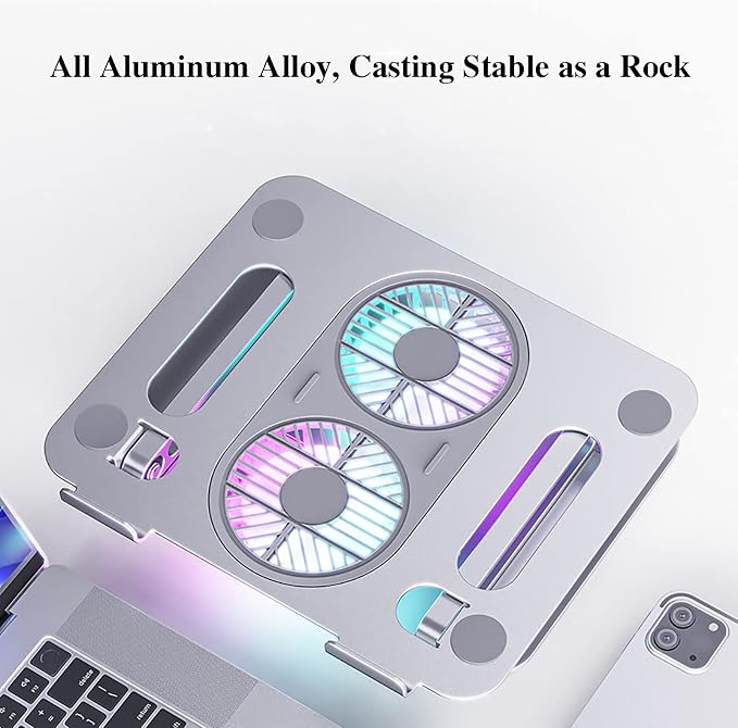 Adjustable Laptop Stand with Cooling Fan, Aluminium Alloy Multi-Angle Computer - Image 8