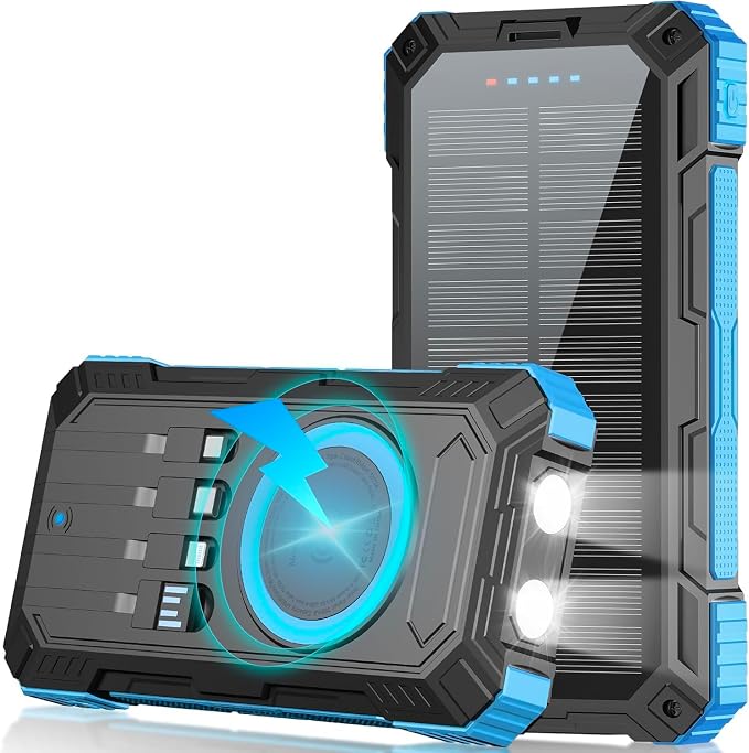 Solar Charger Power Bank 49800mAh Wireless Portable Phone Charger, 22.5W QC3.0 by Saraupup