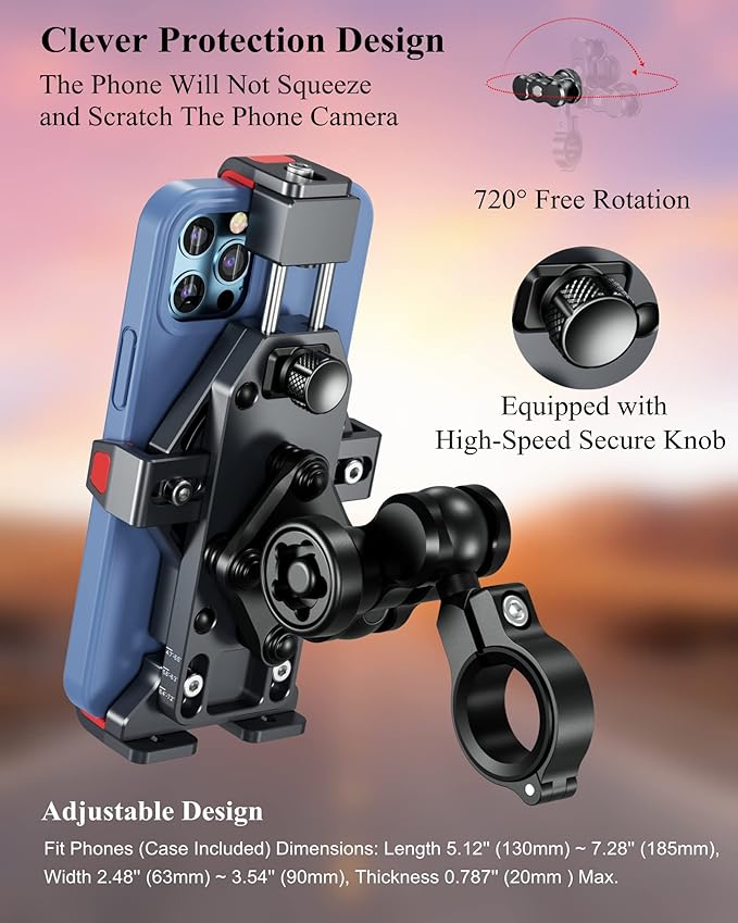 BRCOVAN Aluminum Alloy Motorcycle Phone Mount - Image 5