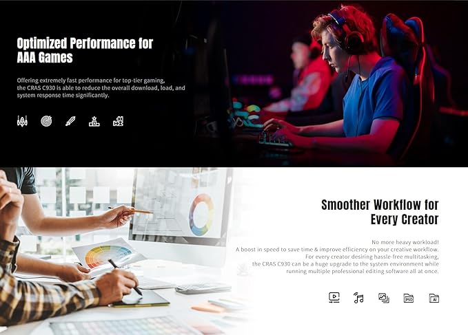 KLEVV CRAS C930 2TB M.2 2280 NVMe PCIe Gen4x4 Internal Gaming SSD Aluminium - Image 8