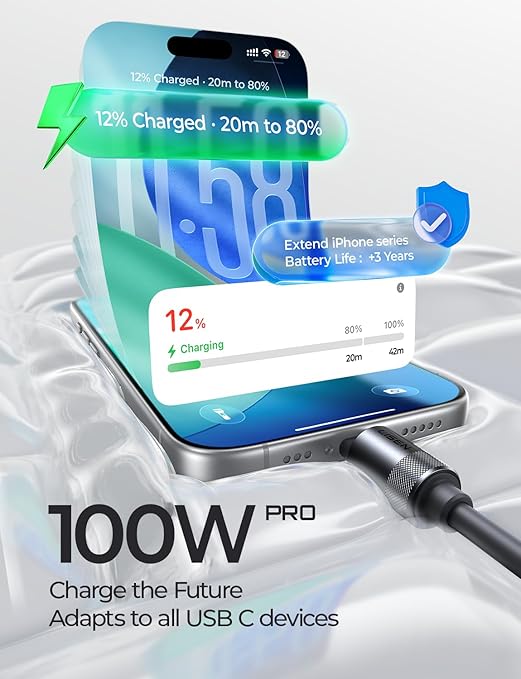 LISEN USB C Cable Charger Type C Soft Silicone USBC to USBC - Image 3