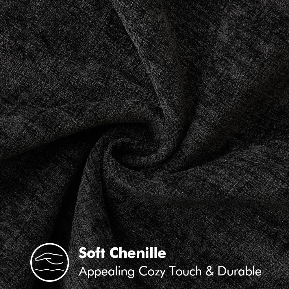 MIULEE Pack of 2 Couch Throw Pillow Covers 16x16 Inch Black Farmhouse Decorative Pillow Covers with Stitched Edge Soft Chenille Solid Dyed Spring Pillow Covers for Sofa Bed Living Room