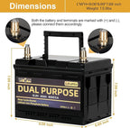 WEIZE 12V 60AH Dual Purpose LiFePO4 Lithium Battery, 800CCA Group 24 Group 34 - Image 3