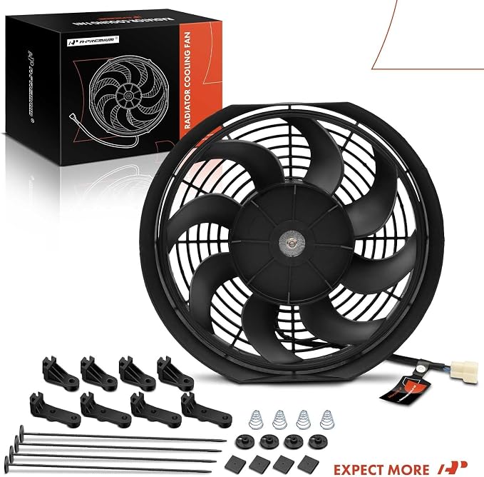 A-Premium 12'' 12 inch Slim Fan Pull Universal Electric Radiator Cooling Fan - Image 9