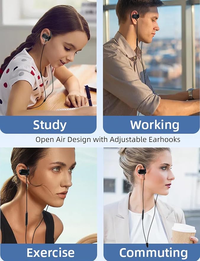 USB Type C Headphone Open Ear Adjustable Over Ear Hook Headset School Kid - Image 8