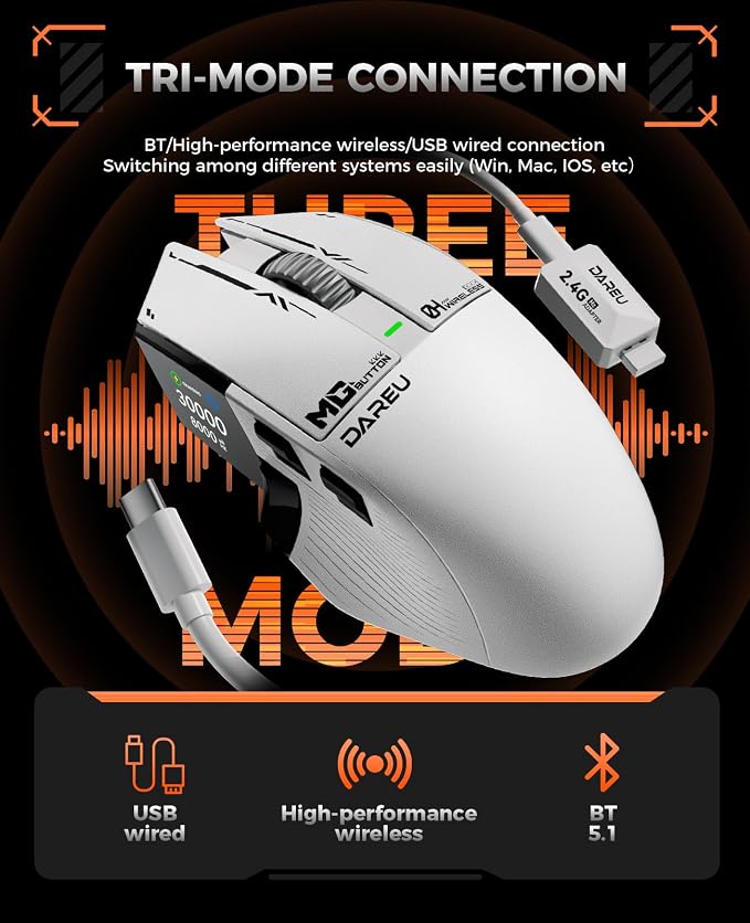 DAREU A980PROMAX Wireless Gaming Mouse-4K/8K Polling-30K DPI Optical - Image 5