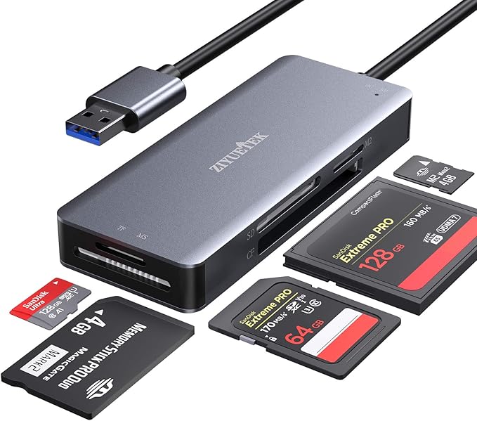 CF Card Reader, USB 3.0 to Compact Flash Memory Card Reader Adapter 5Gbps Read by ZIYUETEK