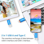 3.0 USB C Flash Drive 512GB, USB-A & Type-C OTG Thumb Stick, Dual Memory Sticks - Image 6