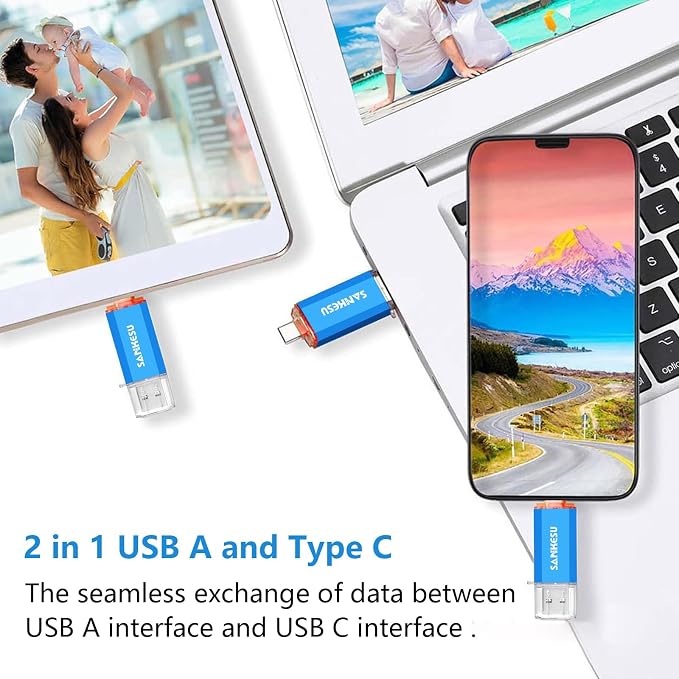 64GB 3.0 USB C Flash Drive, USB-A & Type-C OTG Thumb Stick, Dual Memory Sticks - Image 8
