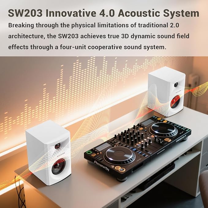 SW203 4.0 Computer Speakers - 60W 4-Way DSP Control 3D Immersive Sound - 3" - Image 4