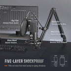 FIFINE Studio Condenser USB Microphone Computer PC Microphone Kit - Image 6