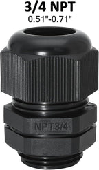 10 Pcs 3/4" NPT Nylon Cable Glands, IP68 Waterproof Adjustable Cord Grip Cable - Image 2