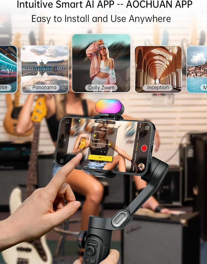 Gimbal stabilizer for Smartphone, Gesture Control/face Tracking, Magnetic Fill - Image 5