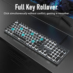 EWEADN TK100 Typewriter Keyboard Wired Mechanical Keyboard, 104 Keys Aesthetic - Image 6