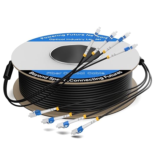 50M/165FT Outdoor Armored LC to LC Fiber Optic Cable, 4 Core OS2 Single Mode by Unknown