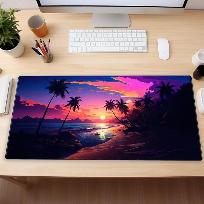 Sunset Beach Gaming Mouse Pad for Desk, Fantasy Ocean Art Desk mat Extended - Image 6