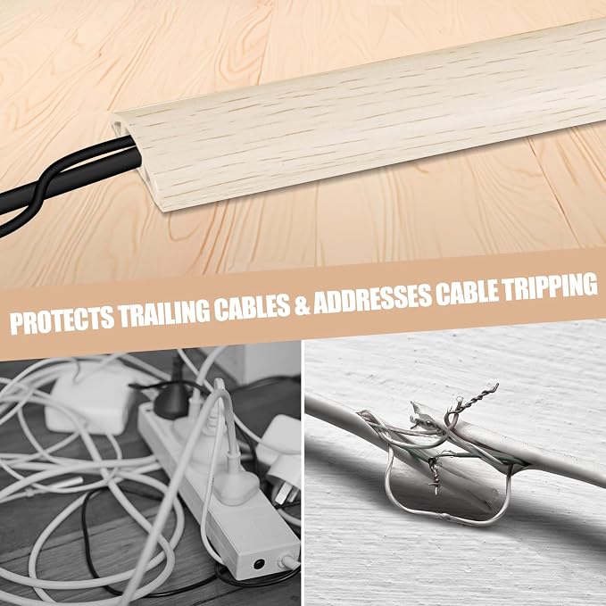 Floor Cord Cover Cavity 0.8"x0.37" Self Adhesive Cord Hider, 3.3FT Low Profile - Image 6