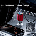 4 in 1 Retractable Car Charger, 69W Car Charger USB C, Cigarette Lighter Adapter - Image 4