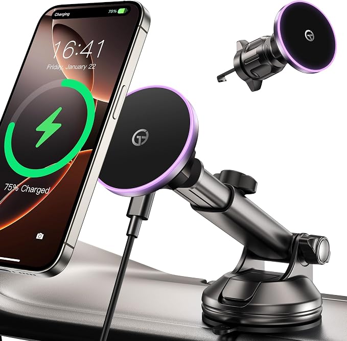 for MagSafe Car Mount Charger Dash Vent Windshield Wireless Car Charger by GuMosh