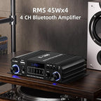 Facmogu S-288 4 CH Bluetooth 5.0 Home Audio Amplifier, RMS 45Wx4, Max 600W HiFi - Image 4