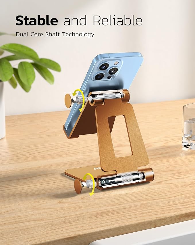 Nulaxy Dual Folding Cell Phone Stand, Fully Adjustable Foldable Desktop Phone - Image 4