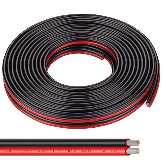 12AWG 2 Conductor Parallel Tinned Copper Wire - 20FT by Shirbly