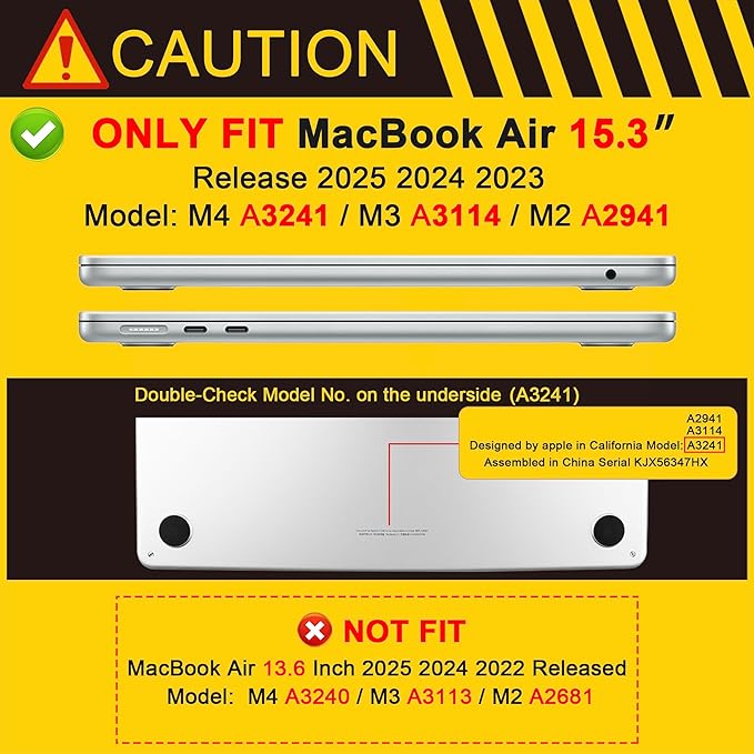 MEEgoodo for M4/M3/M2 MacBook Air 15.3 inch Case 2025 2024 2023, Case Fit Model - Image 2