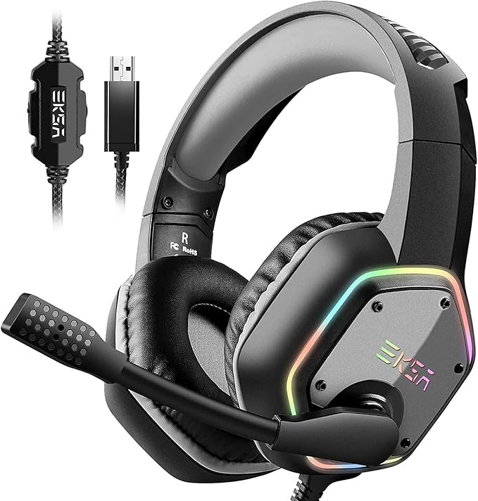 EKSA E1000 USB Gaming Headset for PC, Computer Headphones by EKSA